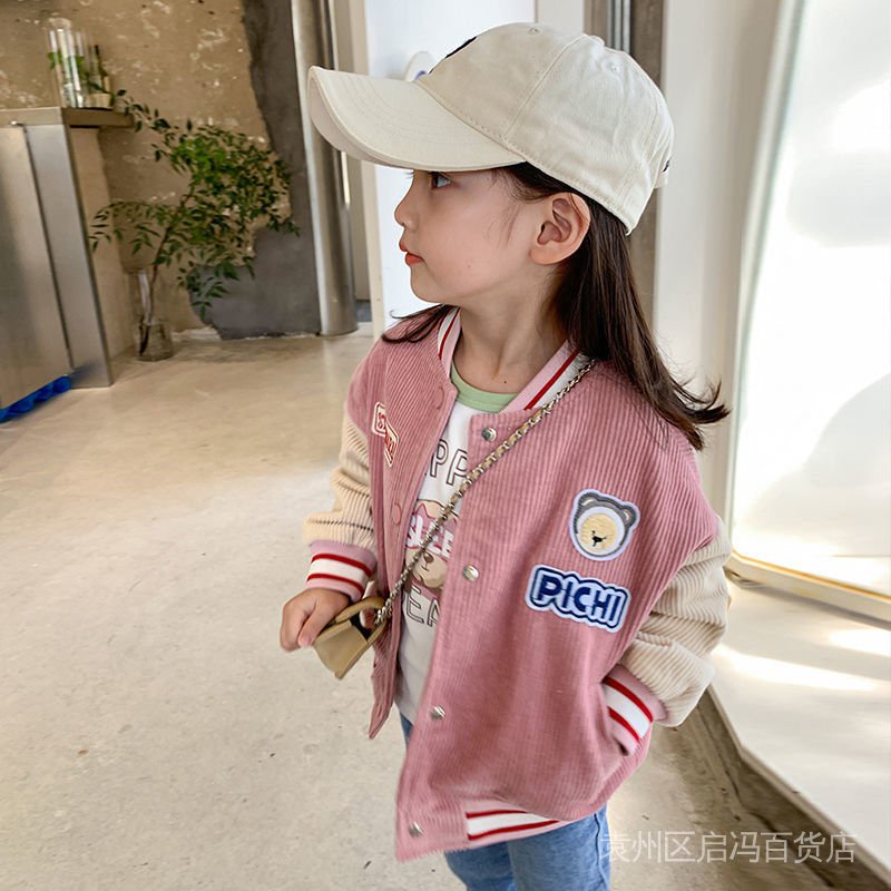 Áo Khoác Bóng Chày Bằng Vải Nhung Thời Trang Xuân Thu 2022 Phong Cách Mới Cho Bé Gái