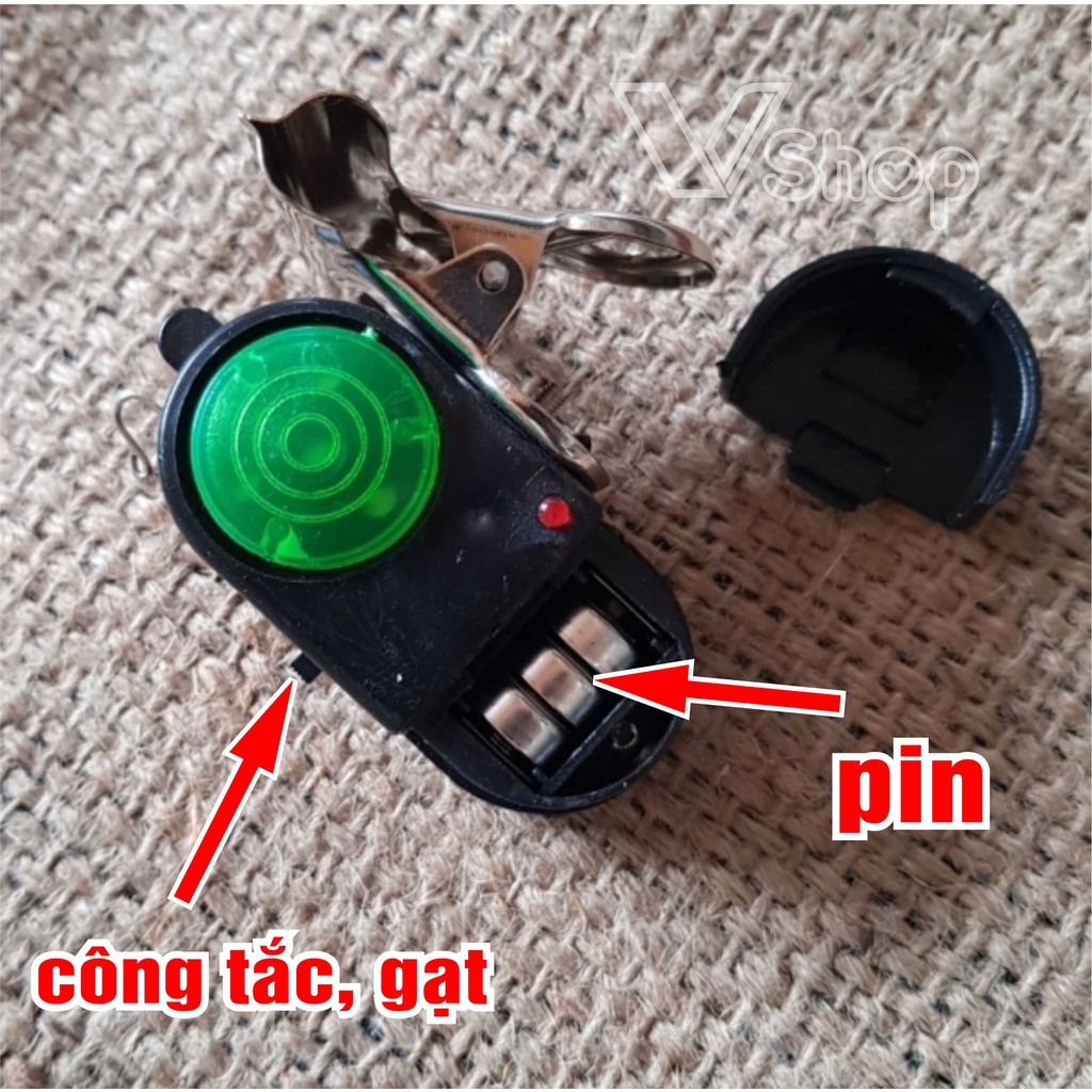 Chuông báo cá, câu cá, dùng pin. Hú còi, nháy đèn. Chuông điện câu cá, dùng cho cần câu máy .vmt.