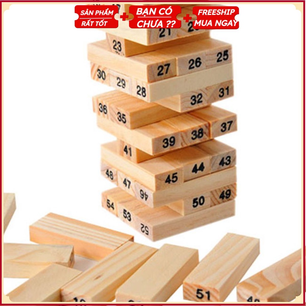 Bộ Đồ Chơi Rút Gỗ 54 Thanh - Xếp Hình Domino Xả Stress USA0001