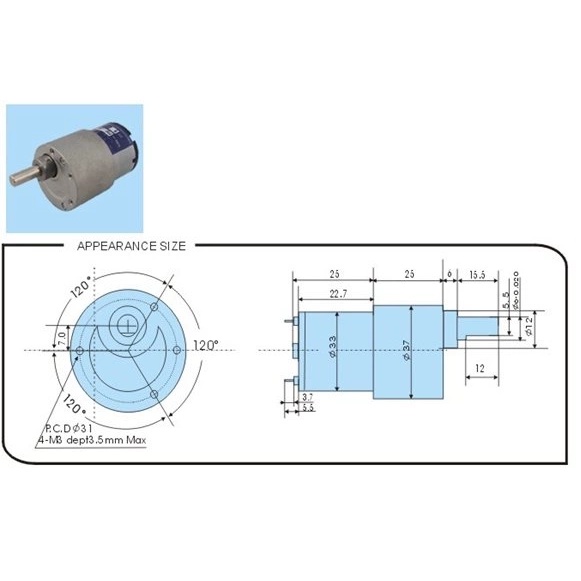 Động cơ giảm tốc 12V đít đen 150 vòng/phút_35 vòng/phút_ 25 vòng/phút