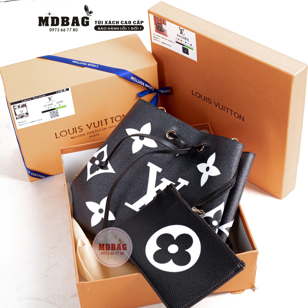 Túi Xách Nữ L.V - Túi Xách Công Sở Dây Rút Kèm Ví Hoa Fullbox