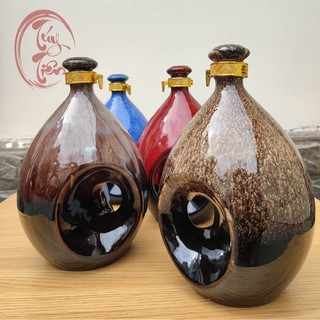 Bình gốm đựng rượu trăng khuyết bình rượu gốm 1,5L nhiều màu bình phong thủy đẹp