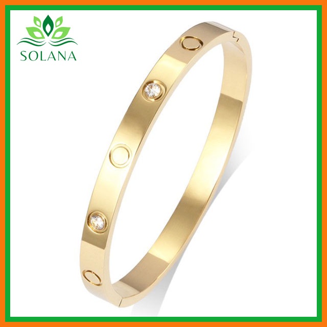 Vòng Tay Vàng Chất Liệu Titan Mạ Vàng 18K Thiết Kế Kiểu Dáng Kinh Điển Tôn Lên Vẻ Đẹp Sang Trọng Quý Phái SOLANA
