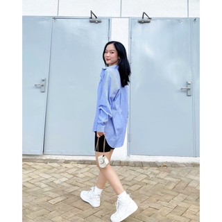 Áo sơ mi sọc xanh Oversize