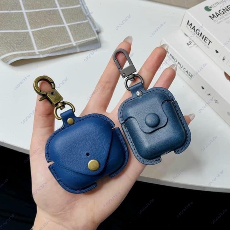 Bao Da Bảo Vệ Airpod Case Chính Hãng Coteetci cho AP 1/2, AP3, AP Pro, Có Nút Gài Kèm Móc Khoá Treo Siêu Đẹp