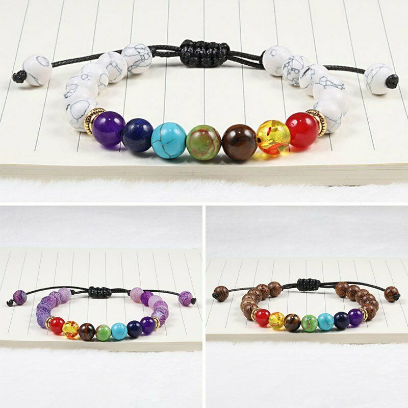 Vòng Tay Chuỗi Hạt Đá Chakra Tự Nhiên 7 Sợi Có Thể Điều Chỉnh Cho Nam Và Nữ