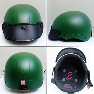 NÓN BẢO HIỂM NỮA ĐẦU-NÓN SƠN NHÁM,QUAI,SỐP CAO CẤP MÀU XANH RÊU