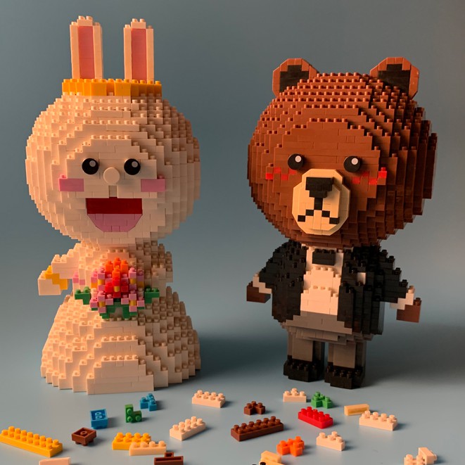 XẾP HÌNH LEGO GẤU BROWN - MINI BLOCK THỎ CONY - MINIBLOCK 3D LINE FRIEND