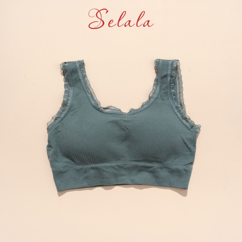 Áo Bra Croptop Selala Len Tăm Viền Ren Đệm Nâng Đỡ Thấm Hút BS02