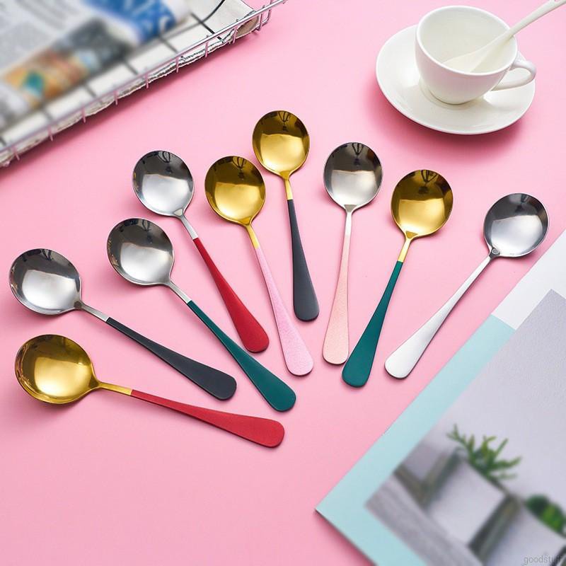 Muỗng Múc Canh Cán Dài Bằng Thép Không Gỉ Hình Tròn Lớn