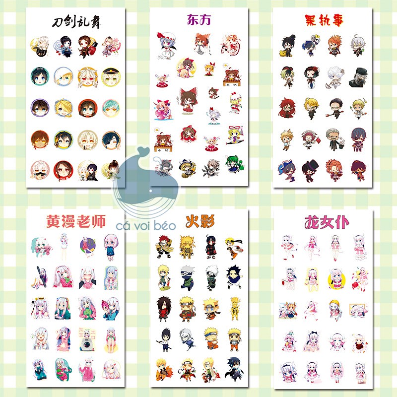 Sticker Biệt đội tế bào Hataraku Saibou Bạch cầu Tiểu cầu Hồng cầu miếng dán trong suốt manga anime sticker manga anime