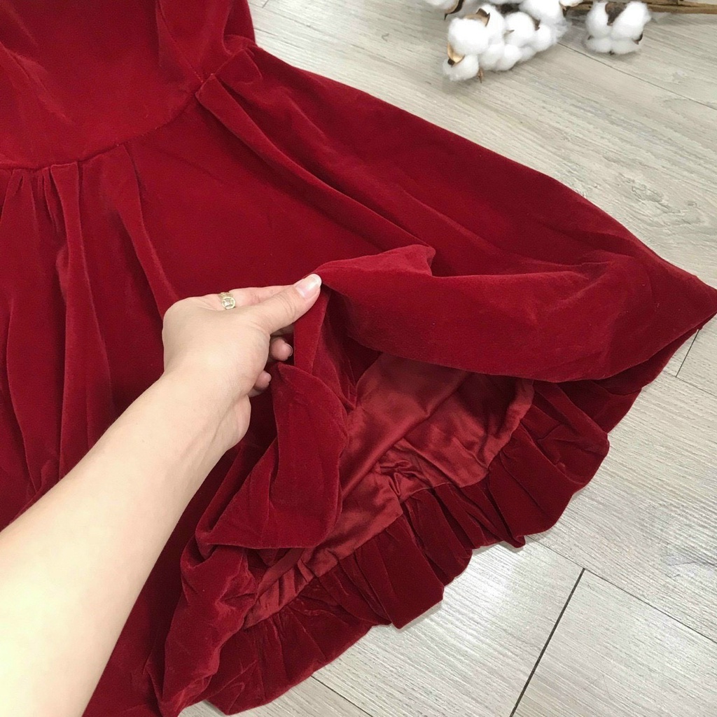 Đầm nhung đỏ cao cấp