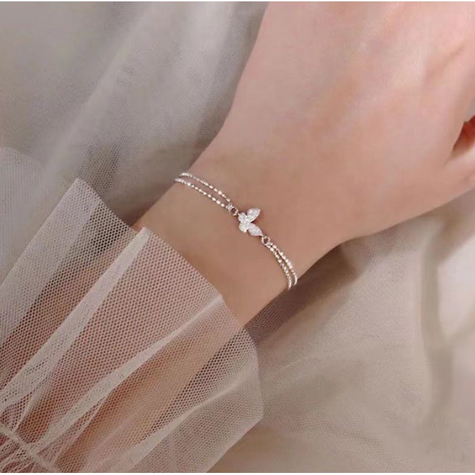 📛 RẺ VÔ ĐỊCH 📛 Vòng tay dây xích hình con bươm màu bạc phong cách hàn quốc