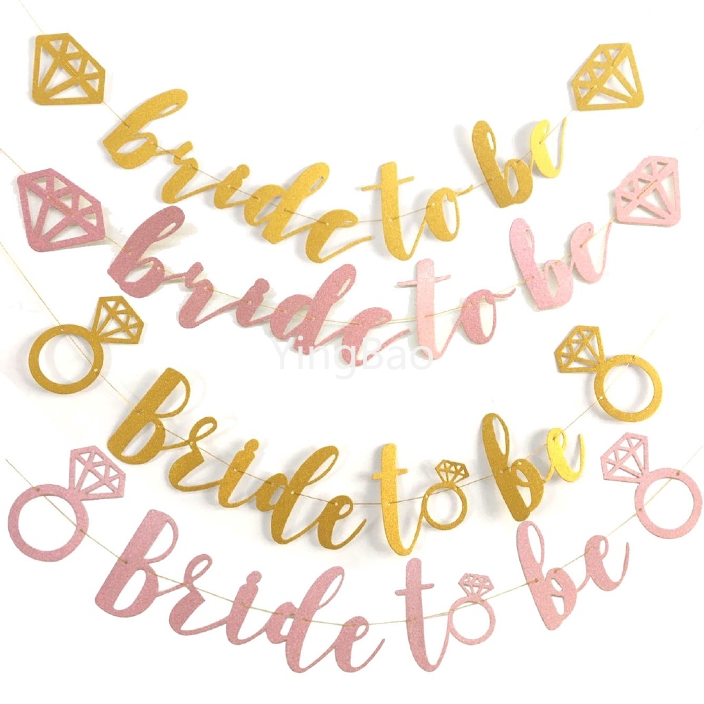 1 Bộ Cờ Chữ Bride to be banner Miss to Mrs Màu Vàng Hồng Trang Trí Tiệc Độc Đáo