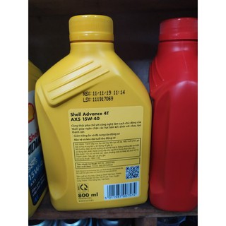DẦU NHỚT SHELL VÀNG 800ML