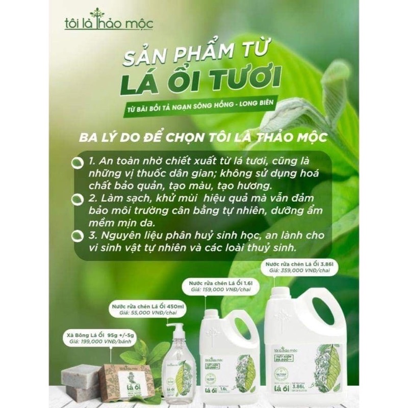Nước Rửa Bát Lá Ổi 450ml Tôi Là Thảo Mộc - Xanhsam Organic