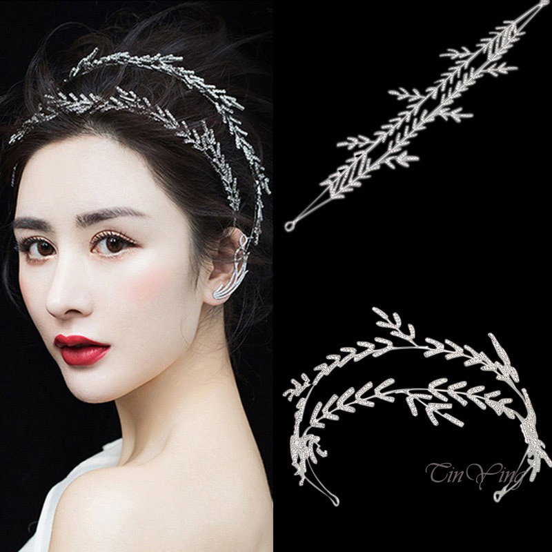GETNOIVAS Băng đô hợp kim đính đá lấp lánh xinh xắn điệu đà cho cô dâu