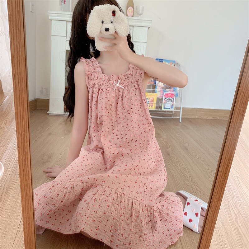 Xiaozhainv Đầm Ngủ Hai Dây Dáng Rộng Thời Trang Hè Cho Nữ