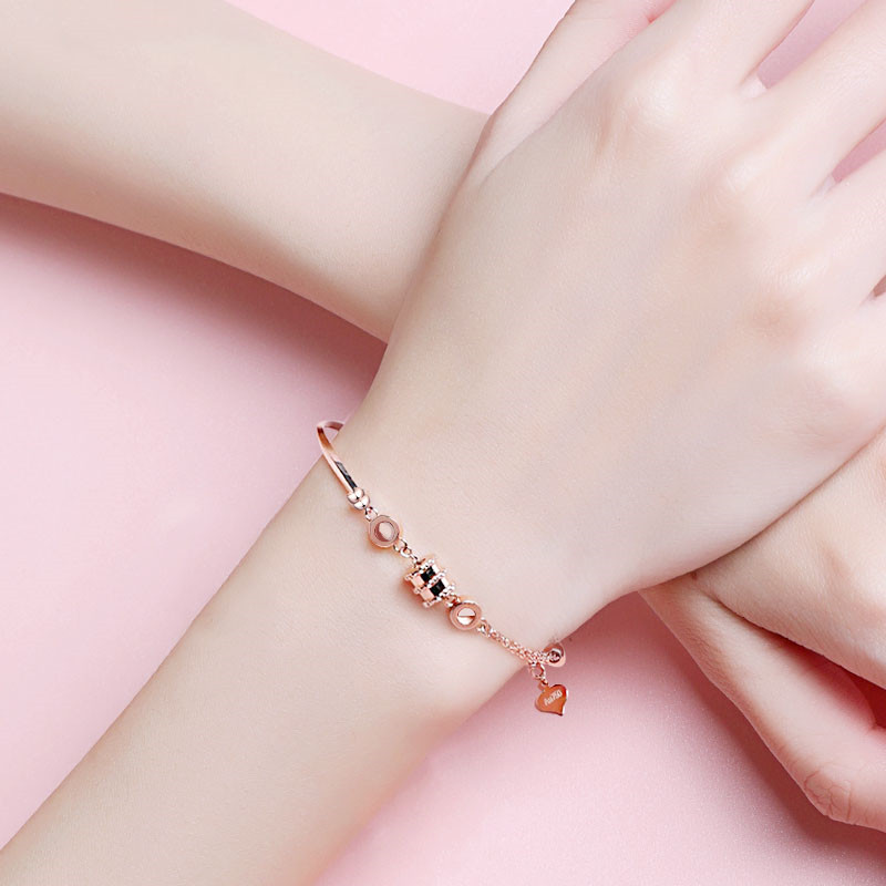 Vòng Tay Mạ Vàng Hồng Thiết Kế Xinh Xắn Cho Nữ