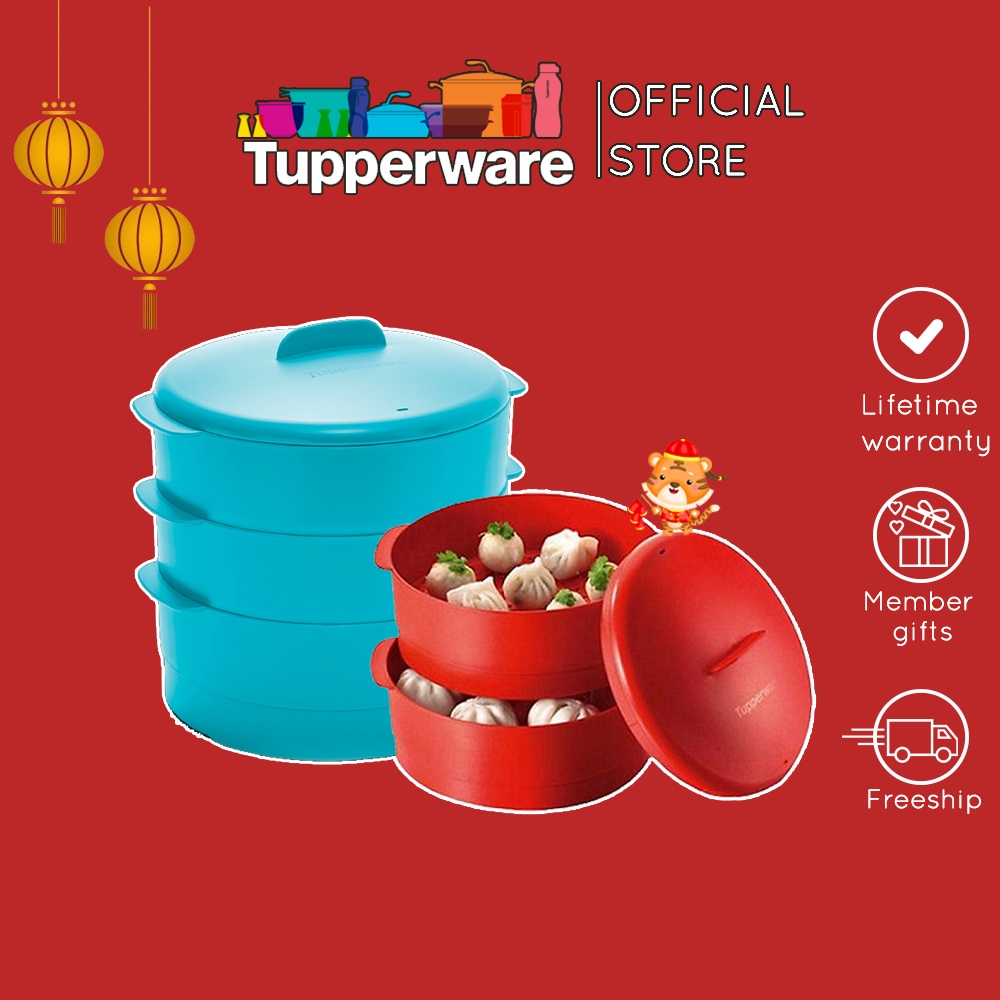 Xửng Hấp Steam It Tupperware, Xửng Hấp Nhựa Nguyên Sinh Đa Năng 2 Tầng, Bộ Memberkit Steam It, Dụng Cụ NHà Bếp Cao Cấp