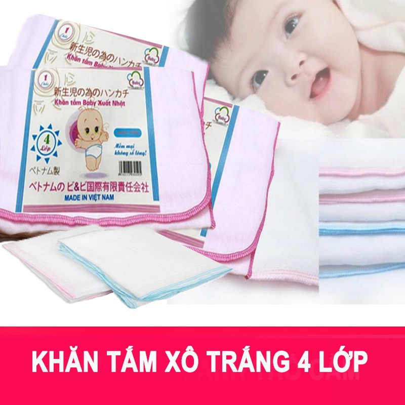 Khăn tắm xô 4 lớp Baby xuất nhật mềm mại không xù lông