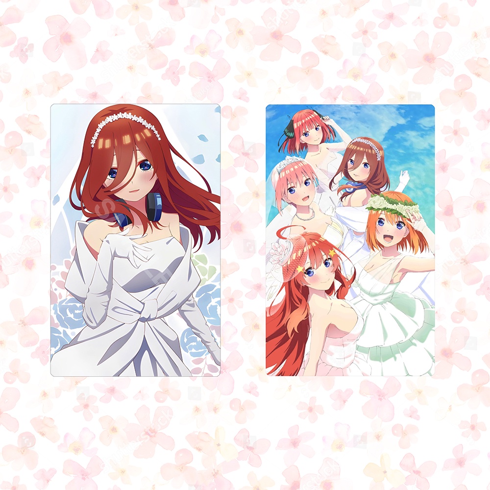 Ảnh card bo góc in hình Gotoubun No Hanayome WEDDING DRESS ver Váy Cưới Nhà Có 5 Nàng Dâu thẻ bo viền 5*8cm #