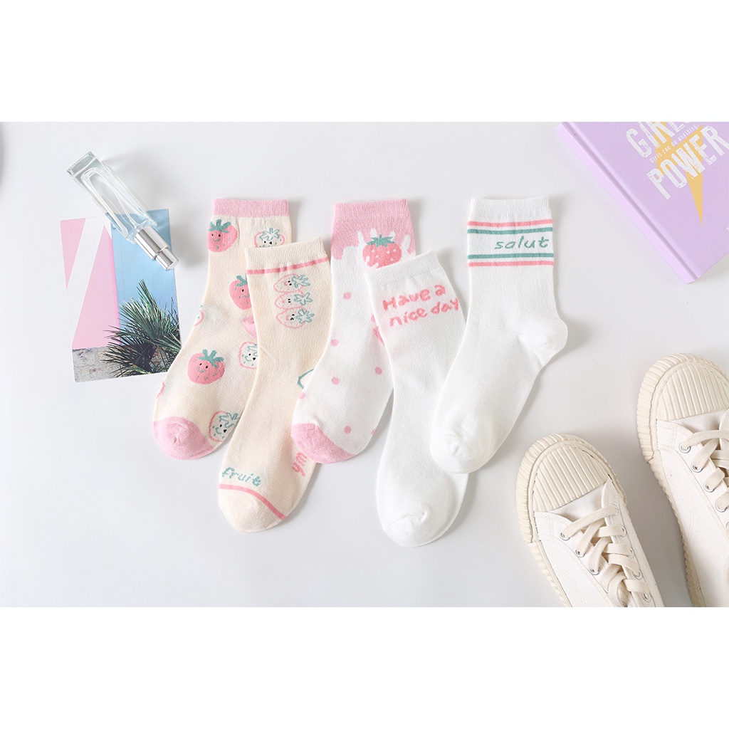 Combo 5 đôi tất vớ nữ cổ ngắn - vớ nữ cổ ngắn phong cách Nhật Hàn đáng yêu N1