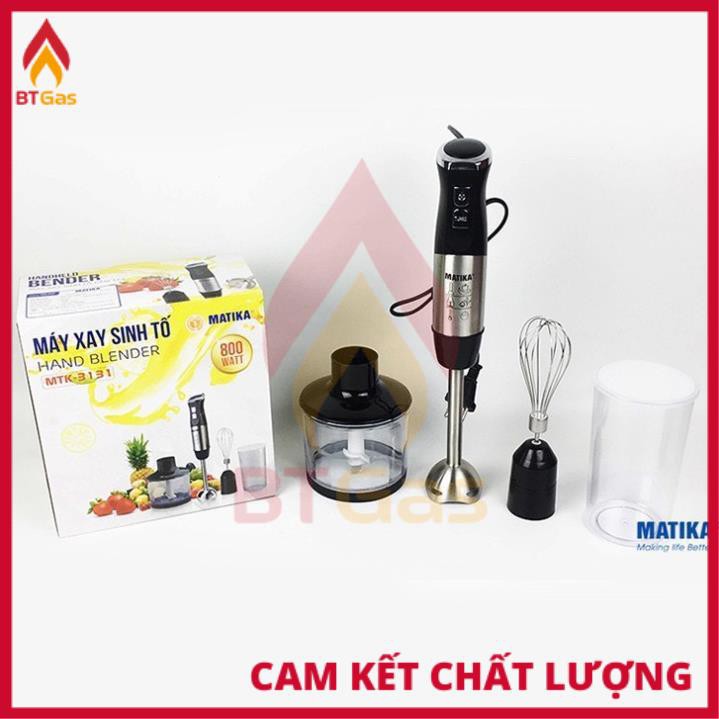 Máy Xay Cầm Tay / Máy Xay Đa Năng Công Suất Lớn 800W Matika MTK-3131 / Cối Nhựa - Dao Thép Không Gỉ / Bảo Hàng 12T