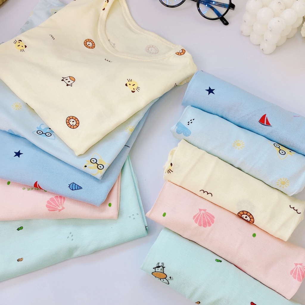 Bộ dài tay thun lạnh Minkymom in họa tiết cho bé tù 5-13kg