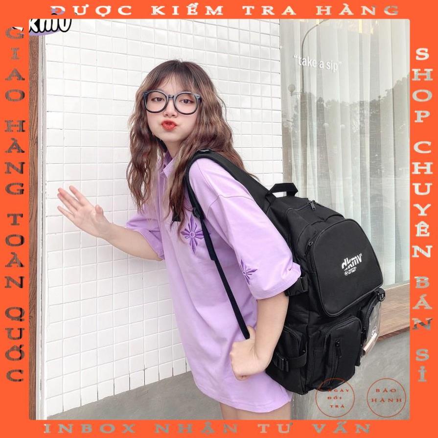 Balo đi học nữ màu đen DKMV | Plastic Box Backpack - annhi