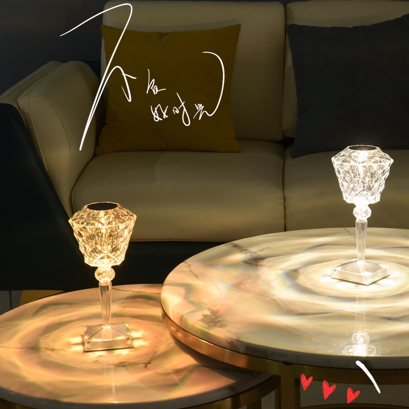 Đèn ngủ pha lê decor trang trí quán cafe phòng ngủ hiệu ứng 3D sang trọng Cảm Ứng Ánh Sáng LED Đổi Màu