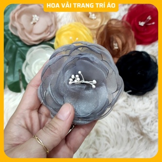 Hoa cài áo váy, tag hoa cài áo, hoa trà cài áo có ghim có trâm cài áo váy, áo dài hàng handmade siêu đẹp