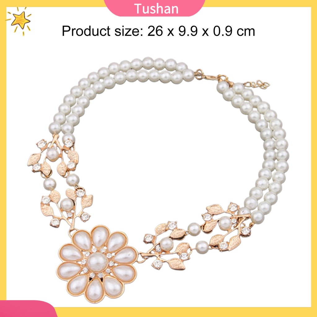 Vòng cổ choker đính ngọc trai giả phong cách Bohemian