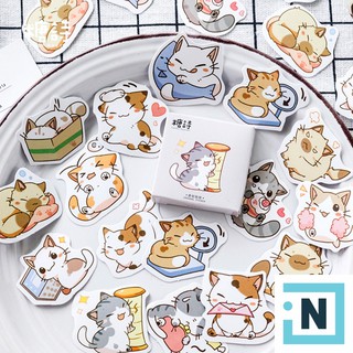Set 45 Sticker Dán Sugar Meow Hộp Mini Dễ Thương [iNote Shop]