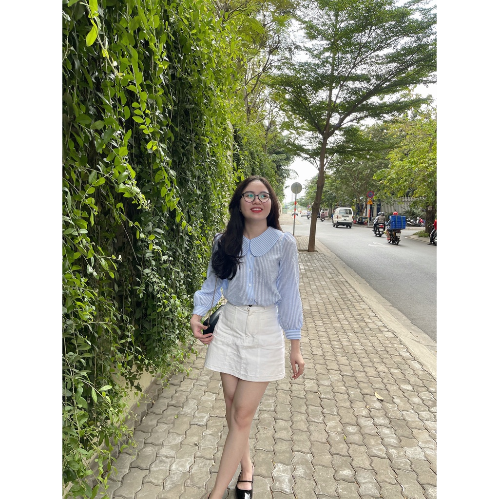 Áo cổ sen sọc - Xanh [A022 - Senbe Clothing] | BigBuy360 - bigbuy360.vn