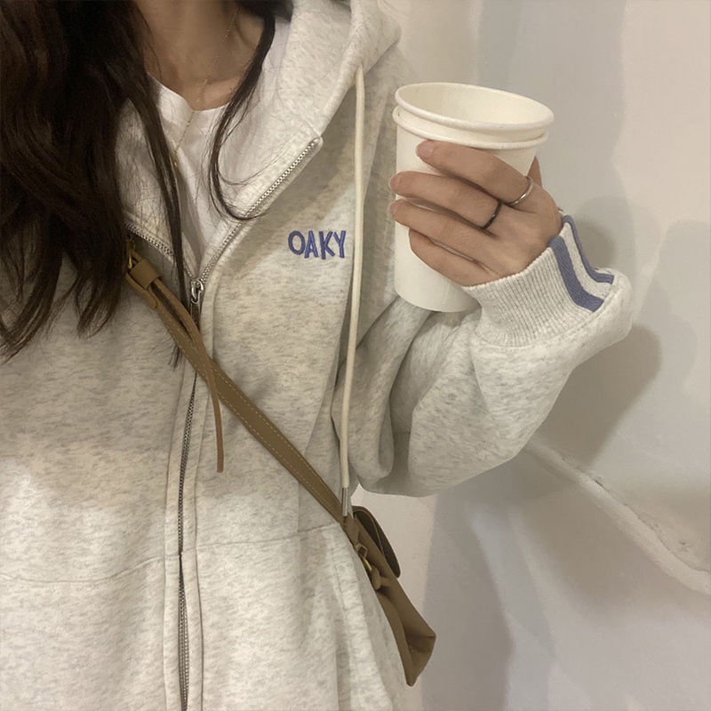 Áo Khoác Cardigan Mỏng Dáng Rộng Có Khóa Kéo Phong Cách Hàn Quốc Cho Nữ
