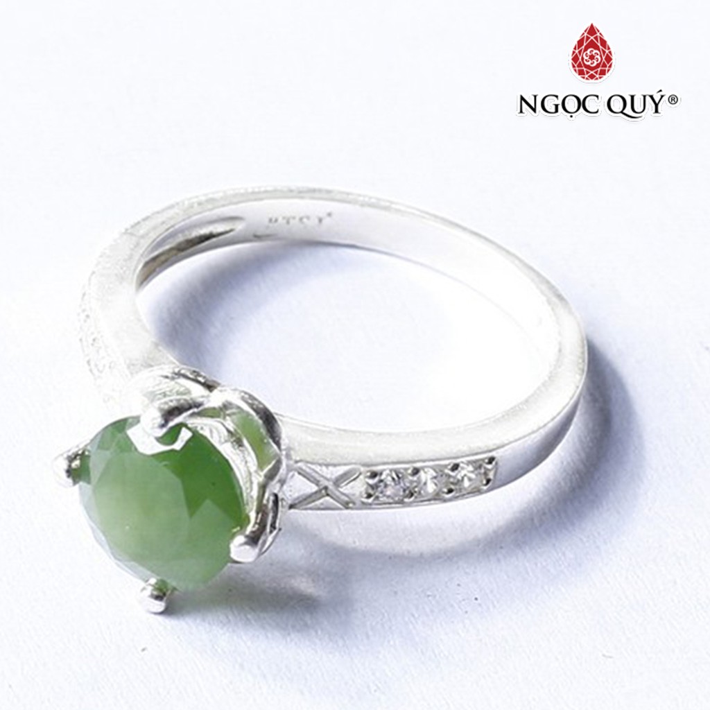 Nhẫn bạc họa tiết đơn giản đính Nb cao cấp - Ngọc Quý