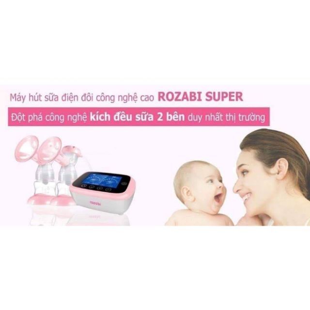 Thanh lý Máy hút sữa điện đôi rozabi super + kèm máy hâm sữa rozabi