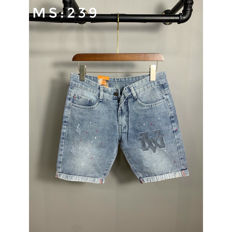 Quần short jean nam, quần sọt jean lửng xanh thiết kế rách năng động thời trang hàng chuẩn như hình