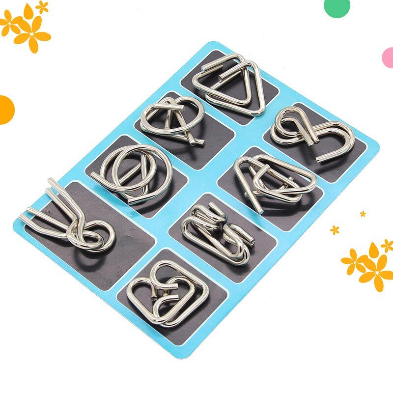 Bộ đồ chơi trí tuệ Nhật Bản 8 món Metal Puzzle tháo lắp vòng sắt thông minh, trò chơi trí tuệ cho người lớn và trẻ em