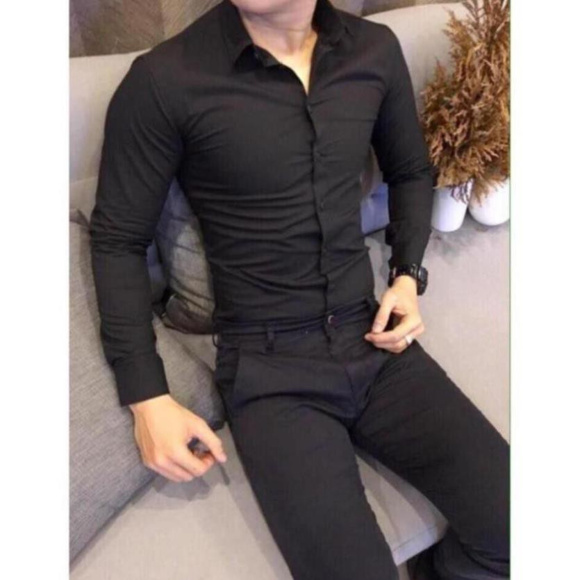 Sơ Mi Màu Trơn Nam, chất lụa mềm mịn dáng ôm thích hợp với nhiều lứa tuổi, dáng body, slimfit cực chuẩn | BigBuy360 - bigbuy360.vn