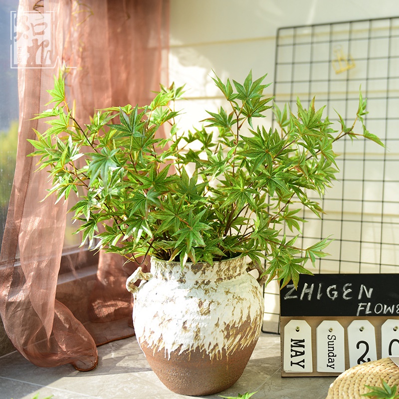 Bó nhánh lá phong nhân tạo bằng lụa cho trang trí văn phòng khách sạn tiệc cưới DIY