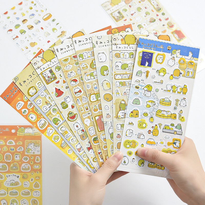 Combo 6 Miếng sticker hình dán cute trang trí dán sổ, điện thọa, dán laptop, dán mũ bảo hiểm