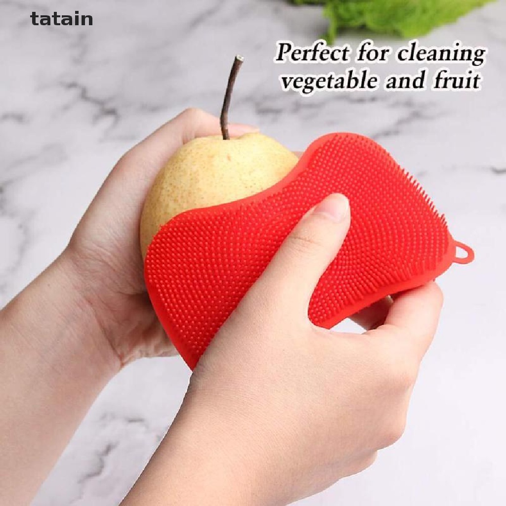 [TAT] Silicone Dish Washing Brush Pot Pan Sponge Scrubber Kitchen Cleaning Tool CVX
