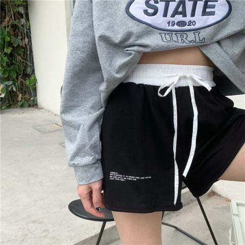 Quần short cạp chun dây rút in chữ nữ - Quần đùi lửng dáng cộc, form rộng dễ mặc, cá tính HOT TREND