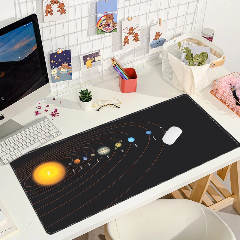 Miếng lót chuột, pad chuột THIÊN VĂN HỌC, HỆ MẶT TRỜI cỡ lớn 80x30cm, 90x40cm dày 3mm chống trượt TECHSTAR
