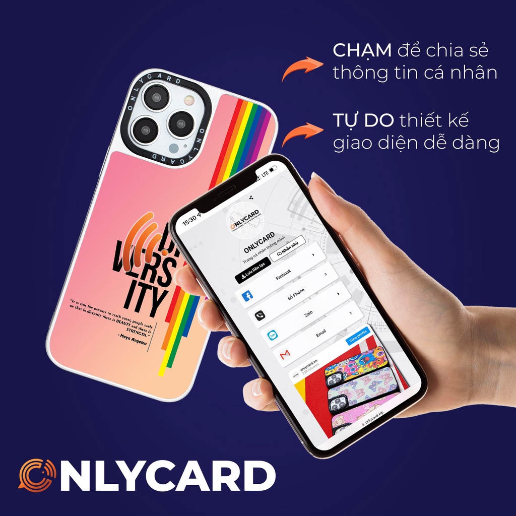 Ốp lưng thông minh ONLYCASE_RAINBOW_55/Onlycard Dành cho các dòng IPhone 7/7plus/8/8plus/x/xr/xs/11/12/13/pro/promax