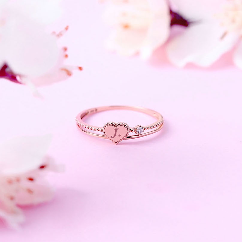 Nhẫn bạc trái tim khắc tên theo yêu cầu Gix Jewel