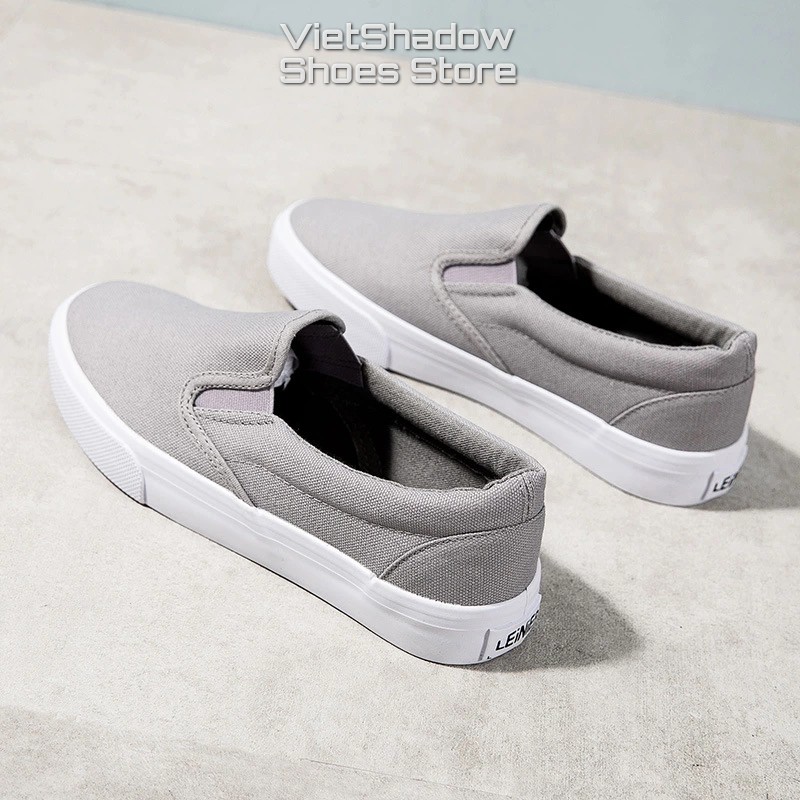 Slip on nữ - Giày lười vải nữ LEiNiER - Chất liệu vải bố 4 màu (đen), (trắng), (xám) và (đen tuyền) - Mã SP 227