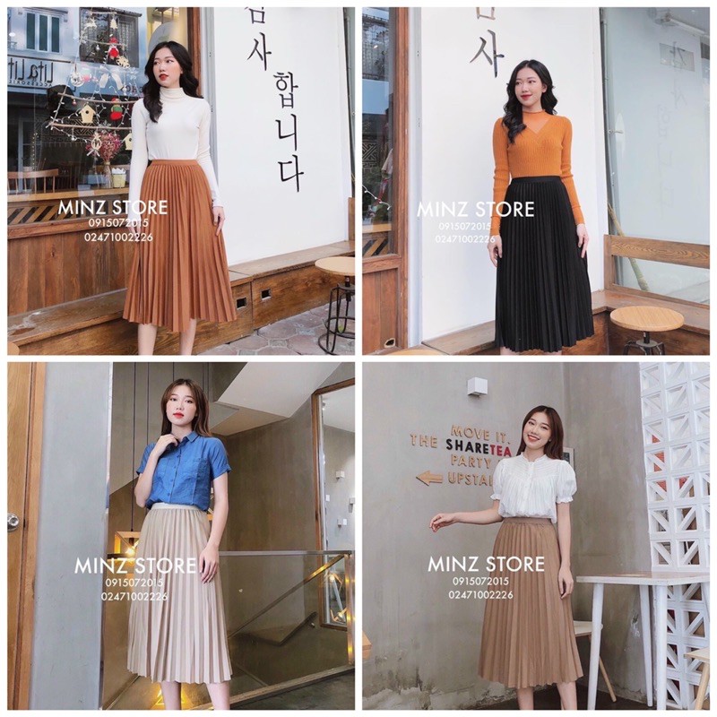 Chân váy xếp ly vải dày dặn dáng dài hàng chuẩn quảng châu mã CVD04 | BigBuy360 - bigbuy360.vn